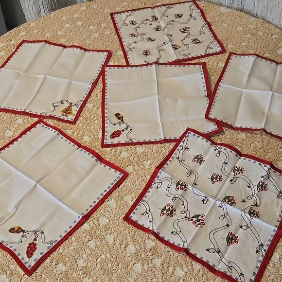 Holiday Cocktail Napkins 100% Cotton From India - Picture 2 of 13